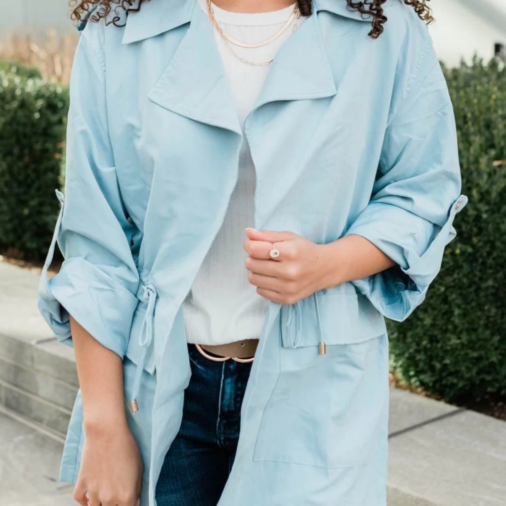 Love Tree Dawn Blue Collared Jacket Size S